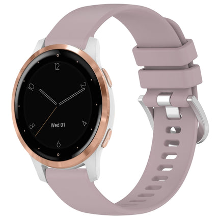 Liquid Glossy Silver Buckle Silicone Watch Band, For Garmin Vivoactive 4S, For Garmin Vivomove 3S