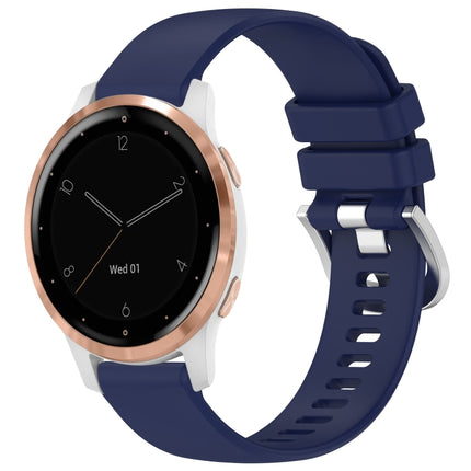 Liquid Glossy Silver Buckle Silicone Watch Band, For Garmin Vivoactive 4S, For Garmin Vivomove 3S