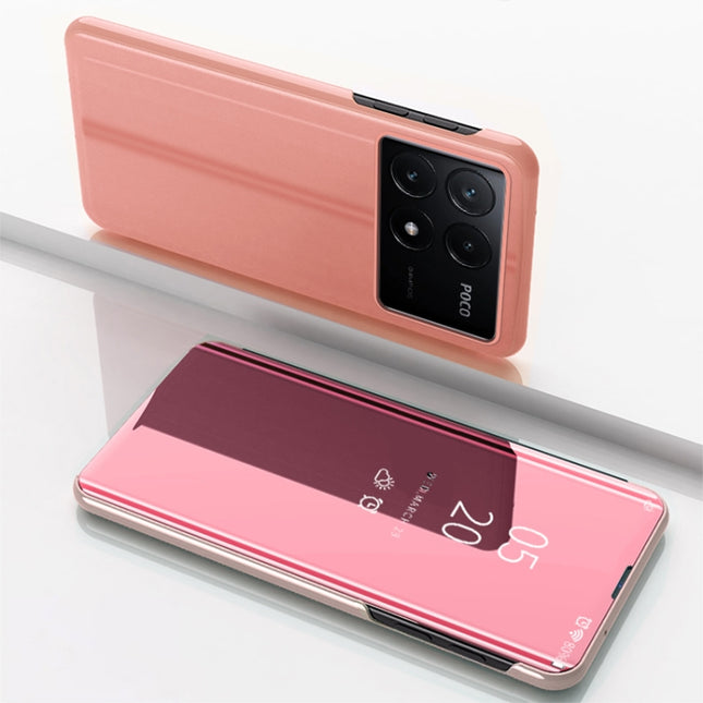 Plated Mirror Horizontal Flip Leather Phone Case with Holder, For Xiaomi Poco F6 Pro, For Xiaomi Redmi Note 13 Pro 4G, For Xiaomi 14 Pro