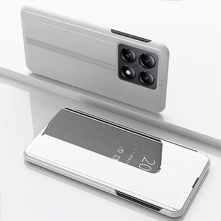 Plated Mirror Horizontal Flip Leather Phone Case with Holder, For Xiaomi 14T, For Xiaomi Redmi 14C 4G, For Xiaomi Poco F6