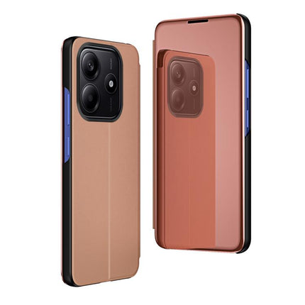Plated Mirror Horizontal Flip Leather Phone Case with Holder, For Xiaomi  Poco X7 Pro, For Redmi Note 14 4G 163.25mm, For Xiaomi Redmi Note 14 5G