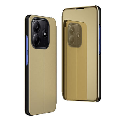 Plated Mirror Horizontal Flip Leather Phone Case with Holder, For Xiaomi  Poco X7 Pro, For Redmi Note 14 4G 163.25mm, For Xiaomi Redmi Note 14 5G