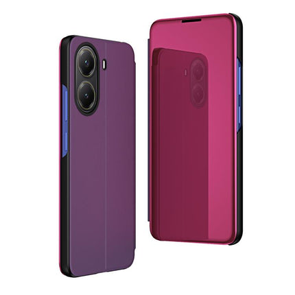 Plated Mirror Horizontal Flip Leather Phone Case with Holder, For Xiaomi  Poco X7 Pro, For Redmi Note 14 4G 163.25mm, For Xiaomi Redmi Note 14 5G