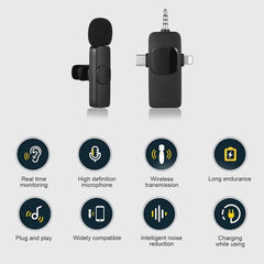 Wireless Lavalier Microphones for iPhone / Android, 2 in 1, 3 in 1