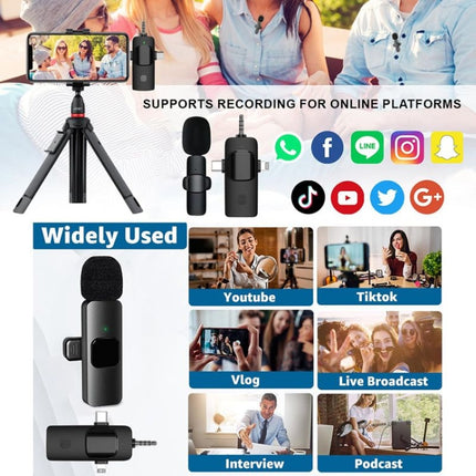 Micrófonos de solapa inalámbricos para iPhone/Android, 2 en 1, 3 en 1