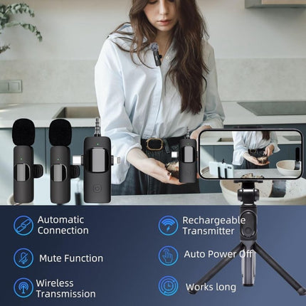 Micrófonos de solapa inalámbricos para iPhone/Android, 2 en 1, 3 en 1
