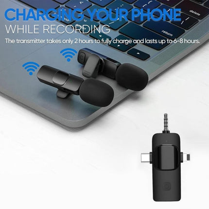 Micrófonos de solapa inalámbricos para iPhone/Android, 2 en 1, 3 en 1