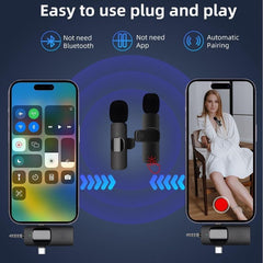 Wireless Lavalier Microphones for iPhone / Android, 2 in 1, 3 in 1