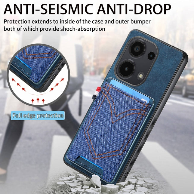 Denim Texture Leather Skin Phone Case with Card Slot, For Xiaomi Redmi Note 13 Pro 4G, For Xiaomi Redmi Note 13, For Xiaomi Redmi Note 13 Pro+, For Xiaomi Redmi Note 13 Pro 5G