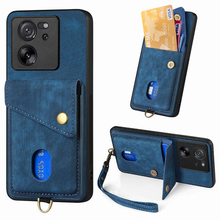 Retro Card Wallet Fold Leather Phone Case with Strap, For Xiaomi Redmi Note 13 Pro 5G, For Xiaomi 13T / 13T Pro