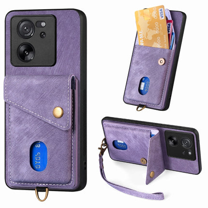 Retro Card Wallet Fold Leather Phone Case with Strap, For Xiaomi Redmi Note 13 Pro 5G, For Xiaomi 13T / 13T Pro