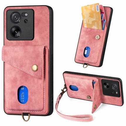 Retro Card Wallet Fold Leather Phone Case with Strap, For Xiaomi Redmi Note 13 Pro 5G, For Xiaomi 13T / 13T Pro