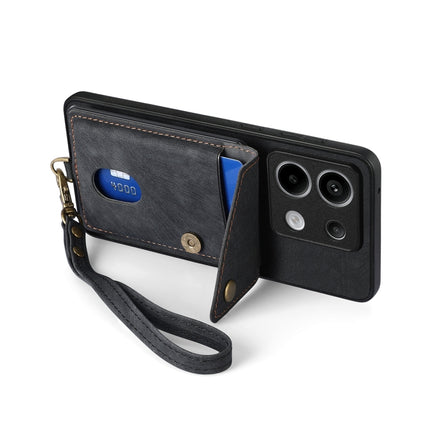 Retro Card Wallet Fold Leather Phone Case with Strap, For Xiaomi Redmi Note 13 Pro 5G, For Xiaomi 13T / 13T Pro