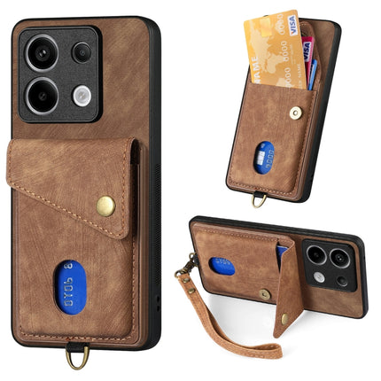 Retro Card Wallet Fold Leather Phone Case with Strap, For Xiaomi Redmi Note 13 Pro 5G, For Xiaomi 13T / 13T Pro