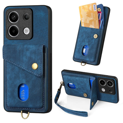 Retro Card Wallet Fold Leather Phone Case with Strap, For Xiaomi Redmi Note 13 Pro 5G, For Xiaomi 13T / 13T Pro