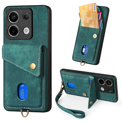 Retro Card Wallet Fold Leather Phone Case with Strap, For Xiaomi Redmi Note 13 Pro 5G, For Xiaomi 13T / 13T Pro