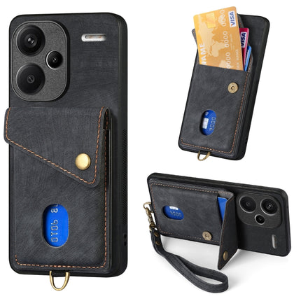 Retro Card Wallet Fold Leather Phone Case with Strap, For Xiaomi 14 Pro, For Xiaomi 14, For Xiaomi Redmi Note 13 5G, For Xiaomi Redmi Note 13 Pro+