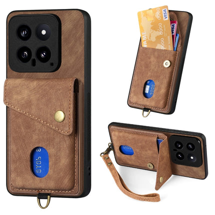 Retro Card Wallet Fold Leather Phone Case with Strap, For Xiaomi 14 Pro, For Xiaomi 14, For Xiaomi Redmi Note 13 5G, For Xiaomi Redmi Note 13 Pro+