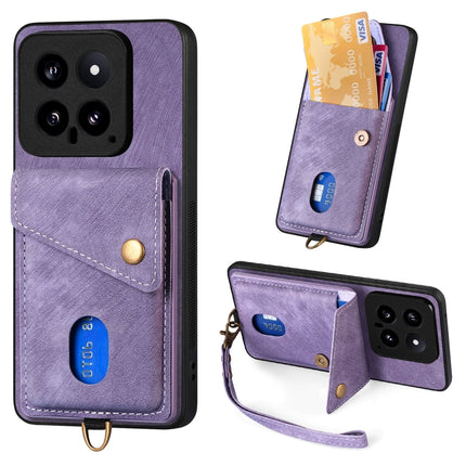 Retro Card Wallet Fold Leather Phone Case with Strap, For Xiaomi 14 Pro, For Xiaomi 14, For Xiaomi Redmi Note 13 5G, For Xiaomi Redmi Note 13 Pro+