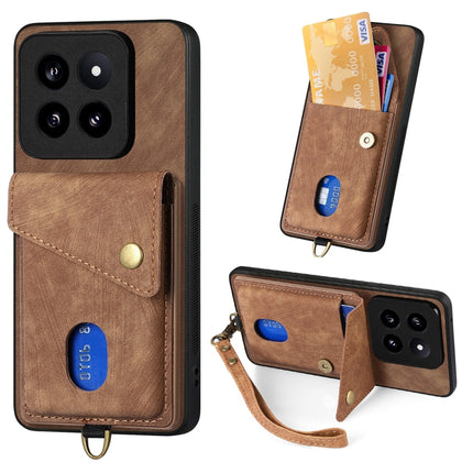 Retro Card Wallet Fold Leather Phone Case with Strap, For Xiaomi 14 Pro, For Xiaomi 14, For Xiaomi Redmi Note 13 5G, For Xiaomi Redmi Note 13 Pro+