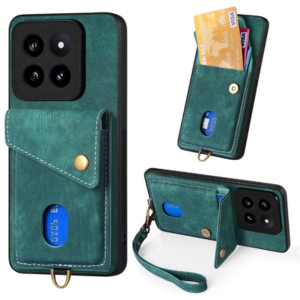 Retro Card Wallet Fold Leather Phone Case with Strap, For Xiaomi 14 Pro, For Xiaomi 14, For Xiaomi Redmi Note 13 5G, For Xiaomi Redmi Note 13 Pro+