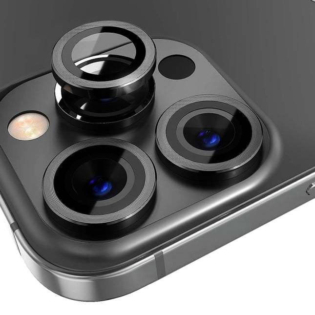 NORTHJO Camera Lens Protector Tempered Glass CD Vein Metal Ring Film, For iPhone 15 Pro / 15 Pro Max
