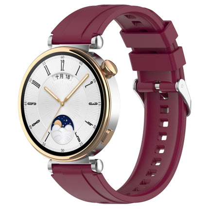 Official Steps Style Silver Buckle Silicone Watch Band, For Huawei Watch GT4 46mm, For Huawei Watch GT4 41mm