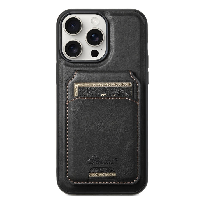 Suteni H15 MagSafe Oil Eax Leather Detachable Wallet Back Phone Case, For iPhone 15 Pro, For iPhone 15 Plus, For iPhone 15, For iPhone 14 Plus