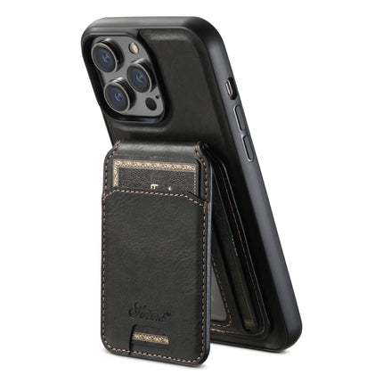 Suteni H15 MagSafe Oil Eax Leather Detachable Wallet Back Phone Case, For iPhone 15 Pro, For iPhone 15 Plus, For iPhone 15, For iPhone 14 Plus