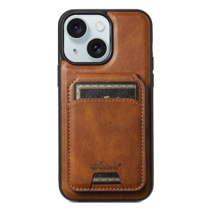 Suteni H15 MagSafe Oil Eax Leather Detachable Wallet Back Phone Case, For iPhone 15 Pro, For iPhone 15 Plus, For iPhone 15, For iPhone 14 Plus