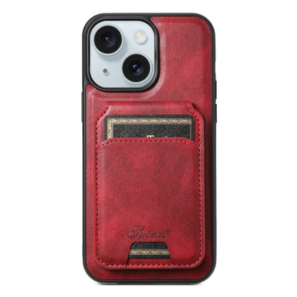 Suteni H15 MagSafe Oil Eax Leather Detachable Wallet Back Phone Case, For iPhone 15 Pro, For iPhone 15 Plus, For iPhone 15, For iPhone 14 Plus