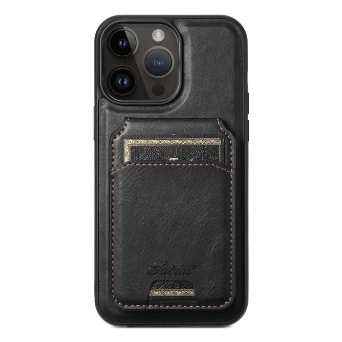 Suteni H15 MagSafe Oil Eax Leather Detachable Wallet Back Phone Case, For iPhone 14, For iPhone 14 Pro, For iPhone 14 Pro Max, For iPhone 13 Pro Max