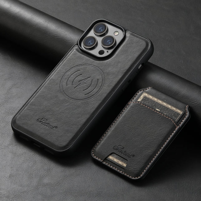 Suteni H15 MagSafe Oil Eax Leather Detachable Wallet Back Phone Case, For iPhone 13 Pro, For iPhone 13, For iPhone 12, For iPhone 12 Pro Max