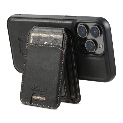 Suteni H15 MagSafe Oil Eax Leather Detachable Wallet Back Phone Case, For iPhone 13 Pro, For iPhone 13, For iPhone 12, For iPhone 12 Pro Max