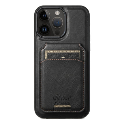 Suteni H15 MagSafe Oil Eax Leather Detachable Wallet Back Phone Case, For iPhone 13 Pro, For iPhone 13, For iPhone 12, For iPhone 12 Pro Max