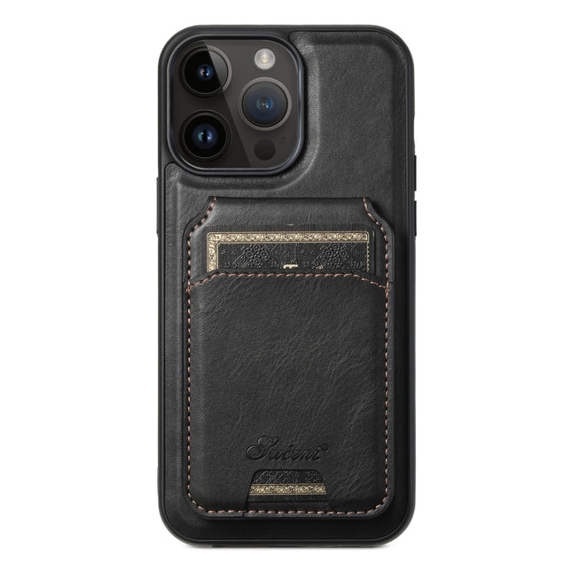 Suteni H15 MagSafe Oil Eax Leather Detachable Wallet Back Phone Case, For iPhone 12 Pro, For iPhone 17e / 16e