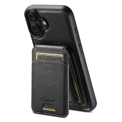 Suteni H15 MagSafe Oil Eax Leather Detachable Wallet Back Phone Case, For iPhone 16 Pro, For iPhone 16 Plus, For iPhone 16, For iPhone 15 Pro Max