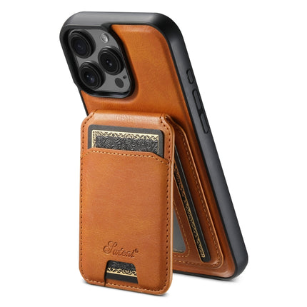 Suteni H15 MagSafe Oil Eax Leather Detachable Wallet Back Phone Case, For iPhone 17 Pro, For iPhone 17, For iPhone Air, For iPhone 16 Pro Max