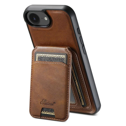 Suteni H15 MagSafe Oil Eax Leather Detachable Wallet Back Phone Case, For iPhone 12 Pro, For iPhone 17e / 16e
