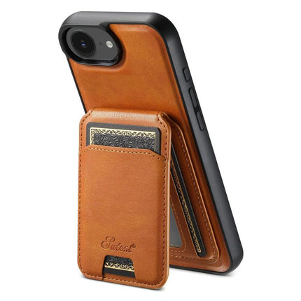 Suteni H15 MagSafe Oil Eax Leather Detachable Wallet Back Phone Case, For iPhone 12 Pro, For iPhone 17e / 16e