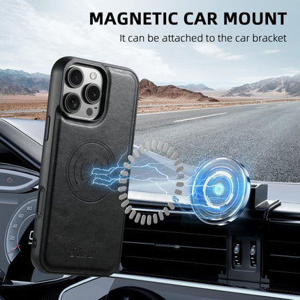 Suteni H15 MagSafe Oil Eax Leather Detachable Wallet Back Phone Case, For iPhone 17 Pro, For iPhone 17, For iPhone Air, For iPhone 16 Pro Max