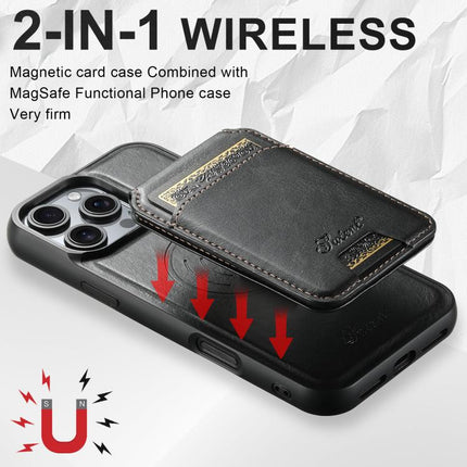Suteni H15 MagSafe Oil Eax Leather Detachable Wallet Back Phone Case, For iPhone 17 Pro, For iPhone 17, For iPhone Air, For iPhone 16 Pro Max