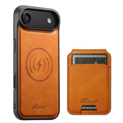 Suteni H15 MagSafe Oil Eax Leather Detachable Wallet Back Phone Case, For iPhone 17 Pro, For iPhone 17, For iPhone Air, For iPhone 16 Pro Max