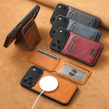 Suteni H15 MagSafe Oil Eax Leather Detachable Wallet Back Phone Case, For iPhone 15 Pro, For iPhone 15 Plus, For iPhone 15, For iPhone 14 Plus