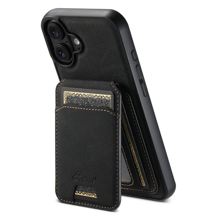 Suteni H16 Litchi Texture Leather Detachable Wallet Back Phone Case, For iPhone Air, For iPhone 16 Pro Max, For iPhone 16 Pro, For iPhone 16 Plus, For iPhone 16, For iPhone 15 Pro Max