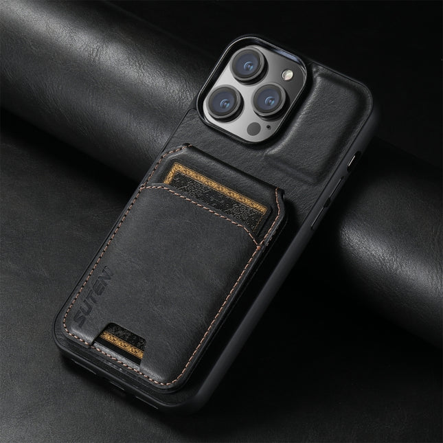 Suteni H02 Leather Wallet Stand Back Phone Case, For iPhone 16 Pro, For iPhone 16 Plus, For iPhone 16, For iPhone 15 Pro Max, For iPhone 15 Pro, For iPhone 15 Plus, For iPhone 15, For iPhone 14 Plus