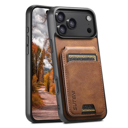 Suteni H02 Leather Wallet Stand Back Phone Case, For iPhone 18, For iPhone 18 Pro, For iPhone 18 Pro Max, For iPhone 17 Pro Max, For iPhone 17 Pro, For iPhone 17, For iPhone Air, For iPhone 16 Pro Max
