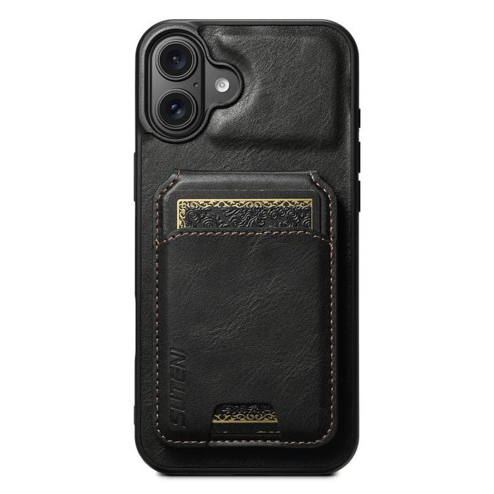Suteni H02 Leather Wallet Stand Back Phone Case, For iPhone 18, For iPhone 18 Pro, For iPhone 18 Pro Max, For iPhone 17 Pro Max, For iPhone 17 Pro, For iPhone 17, For iPhone Air, For iPhone 16 Pro Max