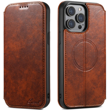 Suteni J05 Leather Magnetic MagSafe Phone Case, For iPhone 16 Pro Max, For iPhone 16 Pro, For iPhone 16 Plus, For iPhone 16, For iPhone 15 Pro Max, For iPhone 15 Pro