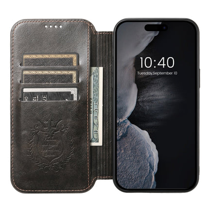 Suteni J05 Leather Magnetic MagSafe Phone Case, For iPhone 15 Plus, For iPhone 15